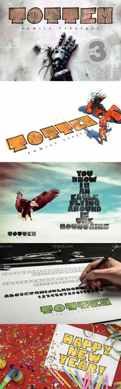 Tottem Family Typeface -50% Intro,动漫风格的英文字体集(3种类型)